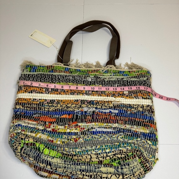 Raj Handwoven Multicolor Boho Tote Bag | Large Carryall Beach Market Bag - Picture 4 of 6